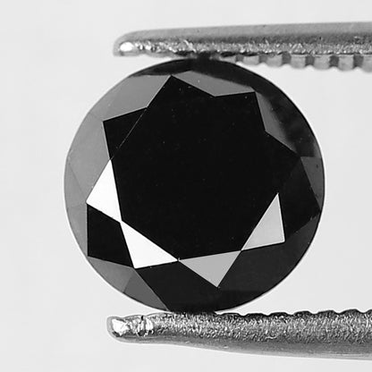 1.53 Carat Black Diamond | 7mm Conflict-Free Opaque Gem for Unique Vintage Ring