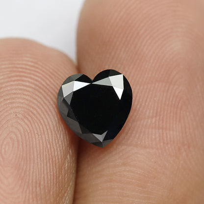 1.32 CT Black Heart Shape Diamond 7 MM AAA Quality Black Color Loose Diamond For Jewelry