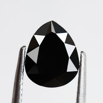 1.42 CT Pear Shape Loose Diamond, 7.70 x 6.30 mm Natural Treated Black Diamond For Making Custom Ring