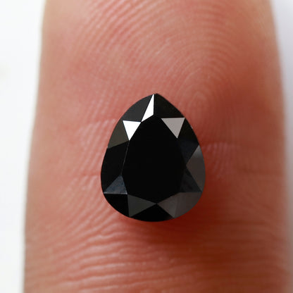 1.42 CT Pear Shape Loose Diamond, 7.70 x 6.30 mm Natural Treated Black Diamond For Making Custom Ring