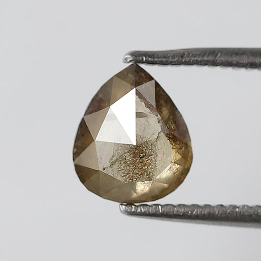 1.08 CT Pear Shape Natural Loose Diamond, Greenish Yellow color Salt and Pepper Diamond, 7 mm Pear cut Diamond for making custom necklace