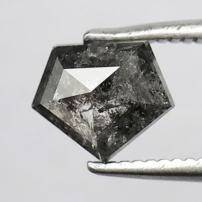 1.12 CT Antique Modified Cut Transparent Grey Color Salt and Pepper Loose Diamond Polished Back suitable for all kind of Jewelry