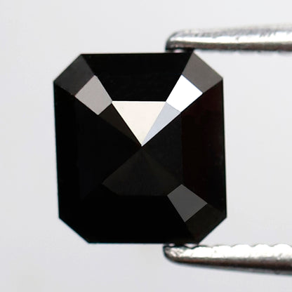 1.42 Ct Emerald Cut Black Diamond, Natural Treated Loose Conflict Free Diamond for Engagement & Wedding Ring