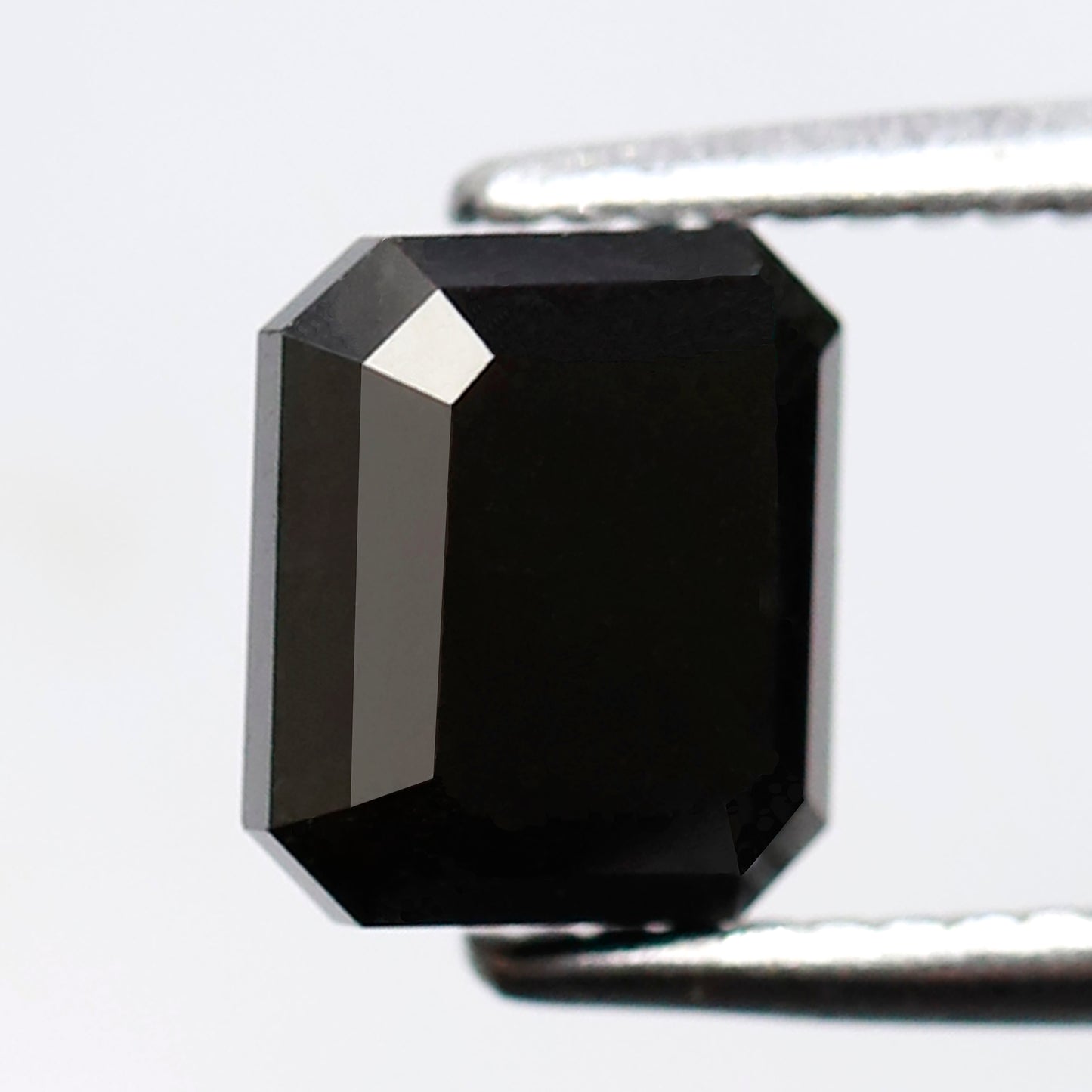 1.42 Ct Emerald Cut Black Diamond, Natural Treated Loose Conflict Free Diamond for Engagement & Wedding Ring