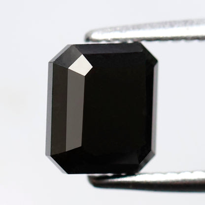 1.42 Ct Emerald Cut Black Diamond, Natural Treated Loose Conflict Free Diamond for Engagement & Wedding Ring