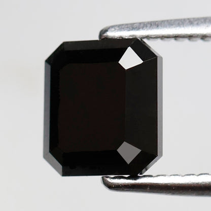 1.42 Ct Emerald Cut Black Diamond, Natural Treated Loose Conflict Free Diamond for Engagement & Wedding Ring