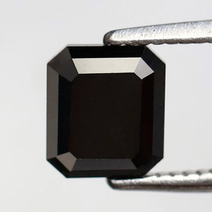 1.42 Ct Emerald Cut Black Diamond, Natural Treated Loose Conflict Free Diamond for Engagement & Wedding Ring
