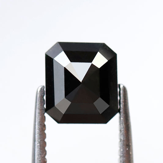 1.42 Ct Emerald Cut Black Diamond, Natural Treated Loose Conflict Free Diamond for Engagement & Wedding Ring