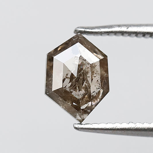 1.14 CT HEXAGON Shape Natural Loose Diamond,Brownish Black color Salt and Pepper Diamond,7 mm hexagon Diamond for making custom wedding ring
