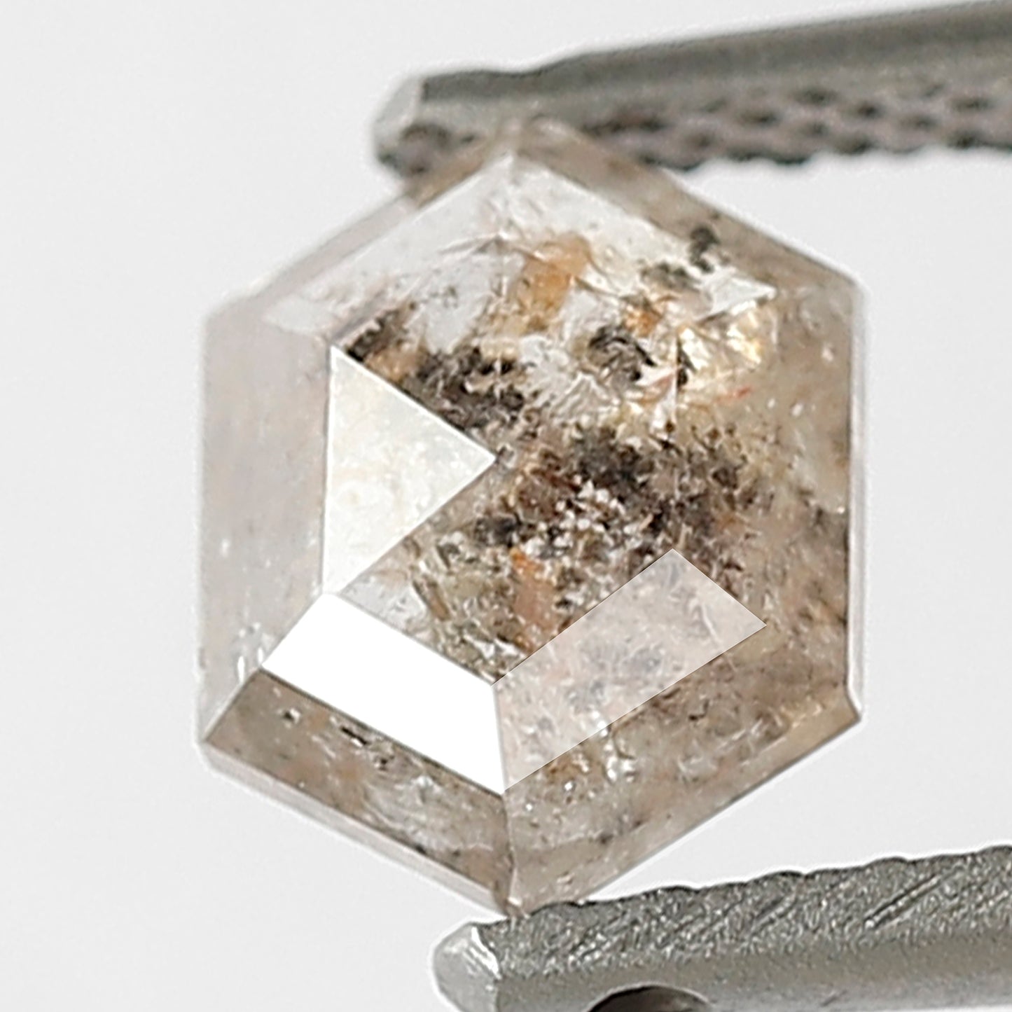 Hexagon shape 0.67 CT Natural Diamond, Loose Ethical Brownish Black Conflict Free Diamond For Pendant and Rings