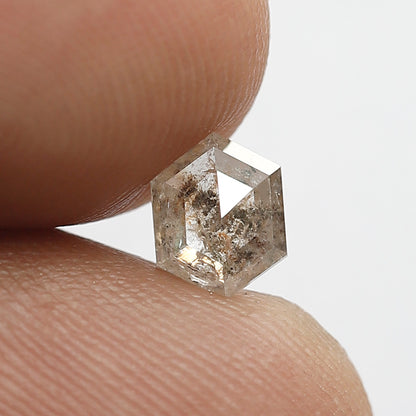 Hexagon shape 0.67 CT Natural Diamond, Loose Ethical Brownish Black Conflict Free Diamond For Pendant and Rings