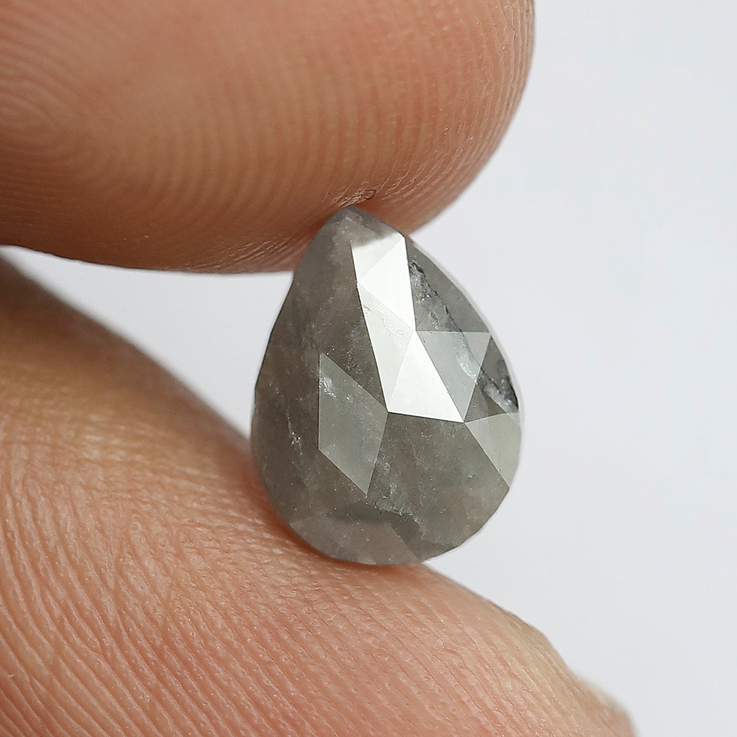 1.66 CT 9 MM Half Cut Pear Shaped Salt and Pepper Loose Natural Grey Color Diamond made for Pendants