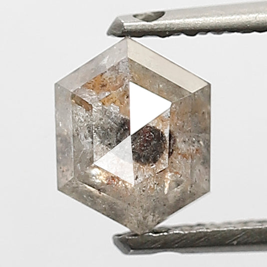 Hexagon 0.73 Ct Natural Gray Black Rustic Diamond | 5.8 mm Earth Mined Loose Diamond