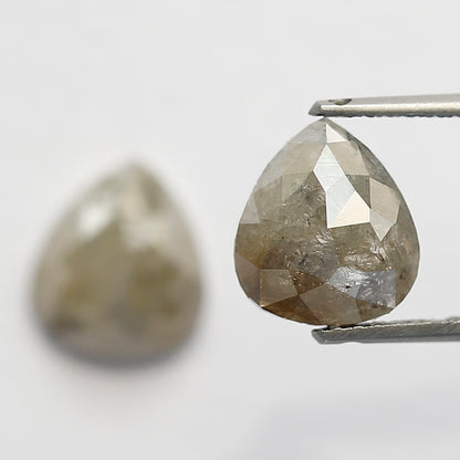 Pear Shape Pair 3.27 Ct Natural Brownish Gray Rustic Diamonds | 8.40 mm Loose Diamonds For Earrings