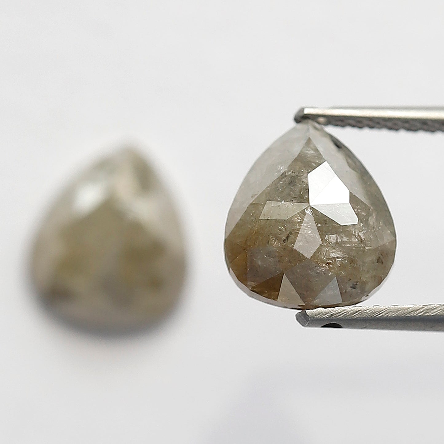 Pear Shape Pair 3.27 Ct Natural Brownish Gray Rustic Diamonds | 8.40 mm Loose Diamonds For Earrings