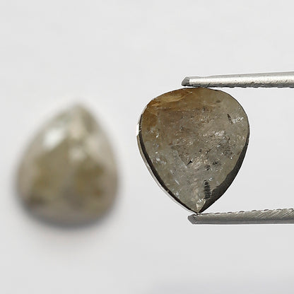 Pear Shape Pair 3.27 Ct Natural Brownish Gray Rustic Diamonds | 8.40 mm Loose Diamonds For Earrings