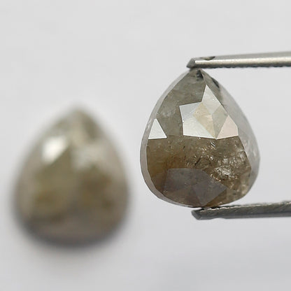 Pear Shape Pair 3.27 Ct Natural Brownish Gray Rustic Diamonds | 8.40 mm Loose Diamonds For Earrings