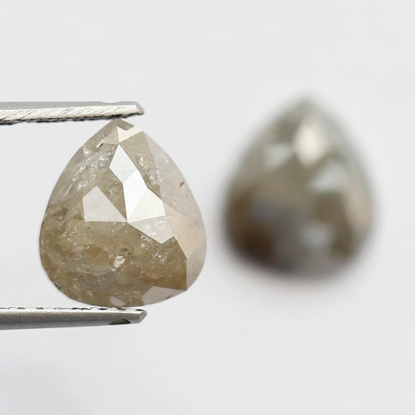 Pear Shape Pair 3.27 Ct Natural Brownish Gray Rustic Diamonds | 8.40 mm Loose Diamonds For Earrings