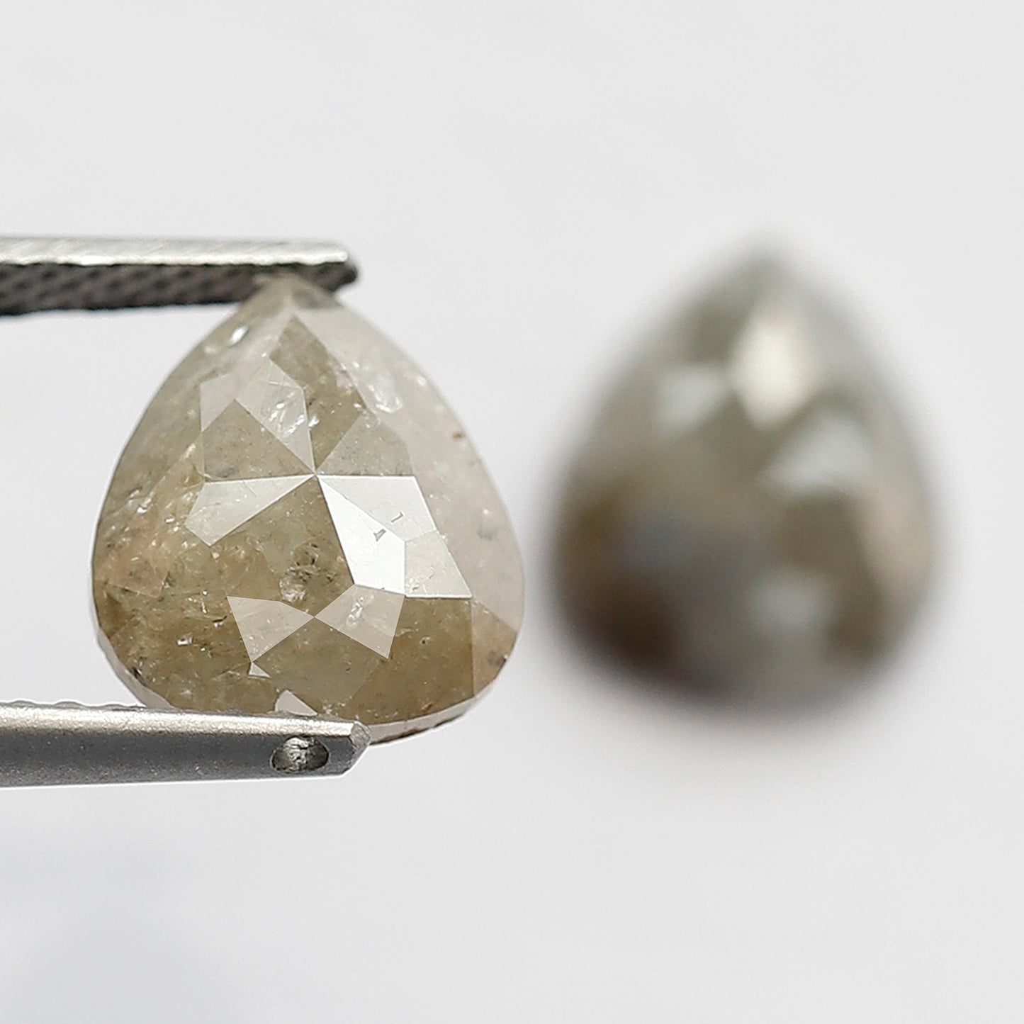 Pear Shape Pair 3.27 Ct Natural Brownish Gray Rustic Diamonds | 8.40 mm Loose Diamonds For Earrings