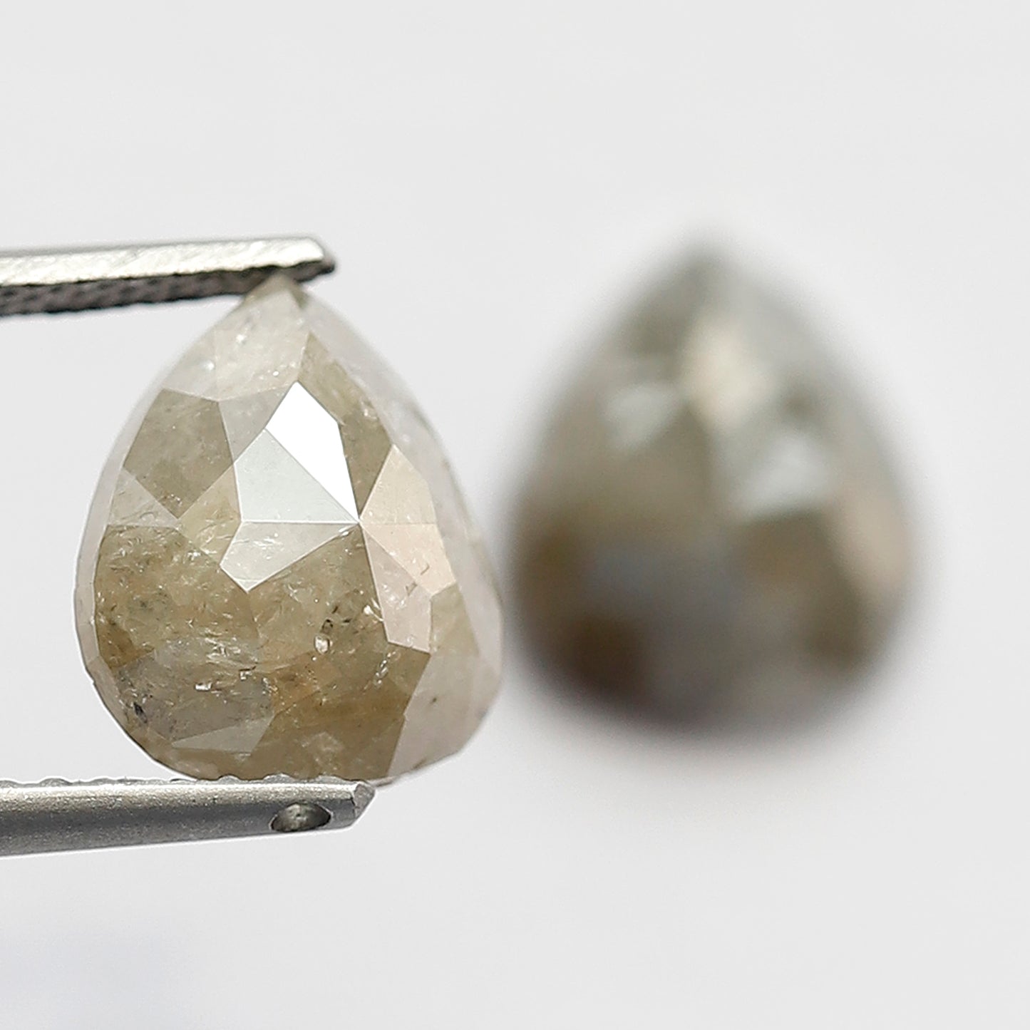 Pear Shape Pair 3.27 Ct Natural Brownish Gray Rustic Diamonds | 8.40 mm Loose Diamonds For Earrings