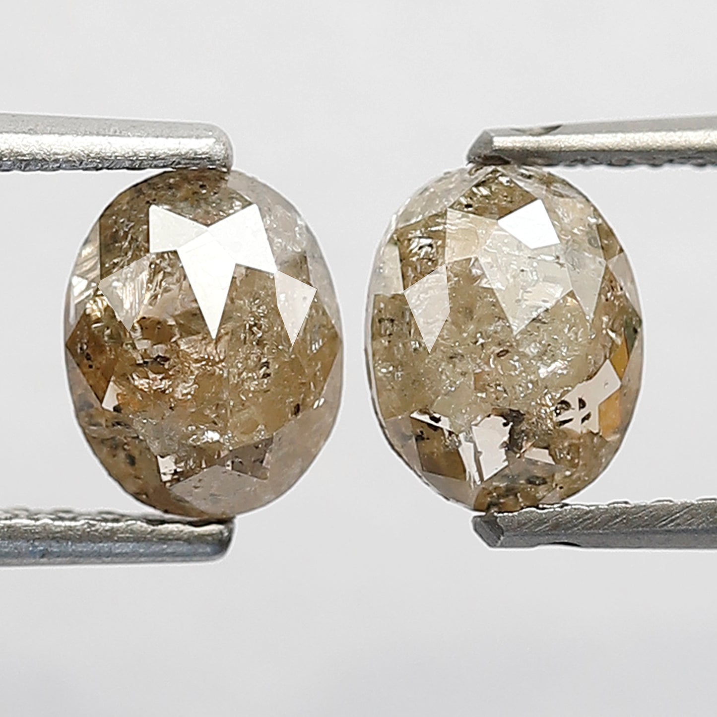 Natural 1.25 Ct Brownish Oval Shape Ethical Diamonds | 6.30 mm Rustic Loose Pair for Jewelry
