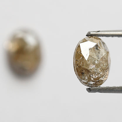 Natural 1.25 Ct Brownish Oval Shape Ethical Diamonds | 6.30 mm Rustic Loose Pair for Jewelry