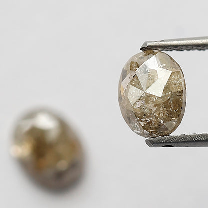 Natural 1.25 Ct Brownish Oval Shape Ethical Diamonds | 6.30 mm Rustic Loose Pair for Jewelry