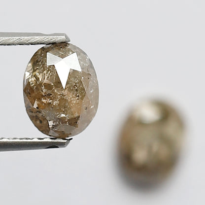 Natural 1.25 Ct Brownish Oval Shape Ethical Diamonds | 6.30 mm Rustic Loose Pair for Jewelry