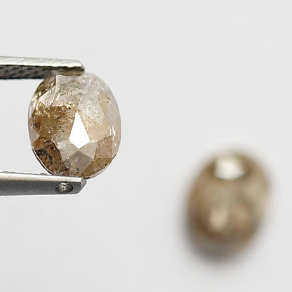 Natural 1.25 Ct Brownish Oval Shape Ethical Diamonds | 6.30 mm Rustic Loose Pair for Jewelry