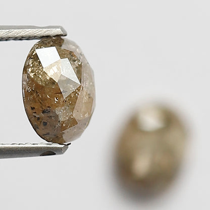Natural 1.25 Ct Brownish Oval Shape Ethical Diamonds | 6.30 mm Rustic Loose Pair for Jewelry