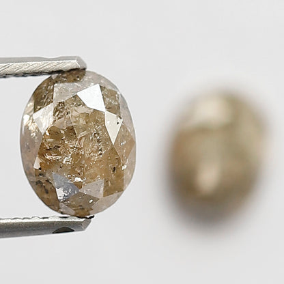 Natural 1.25 Ct Brownish Oval Shape Ethical Diamonds | 6.30 mm Rustic Loose Pair for Jewelry