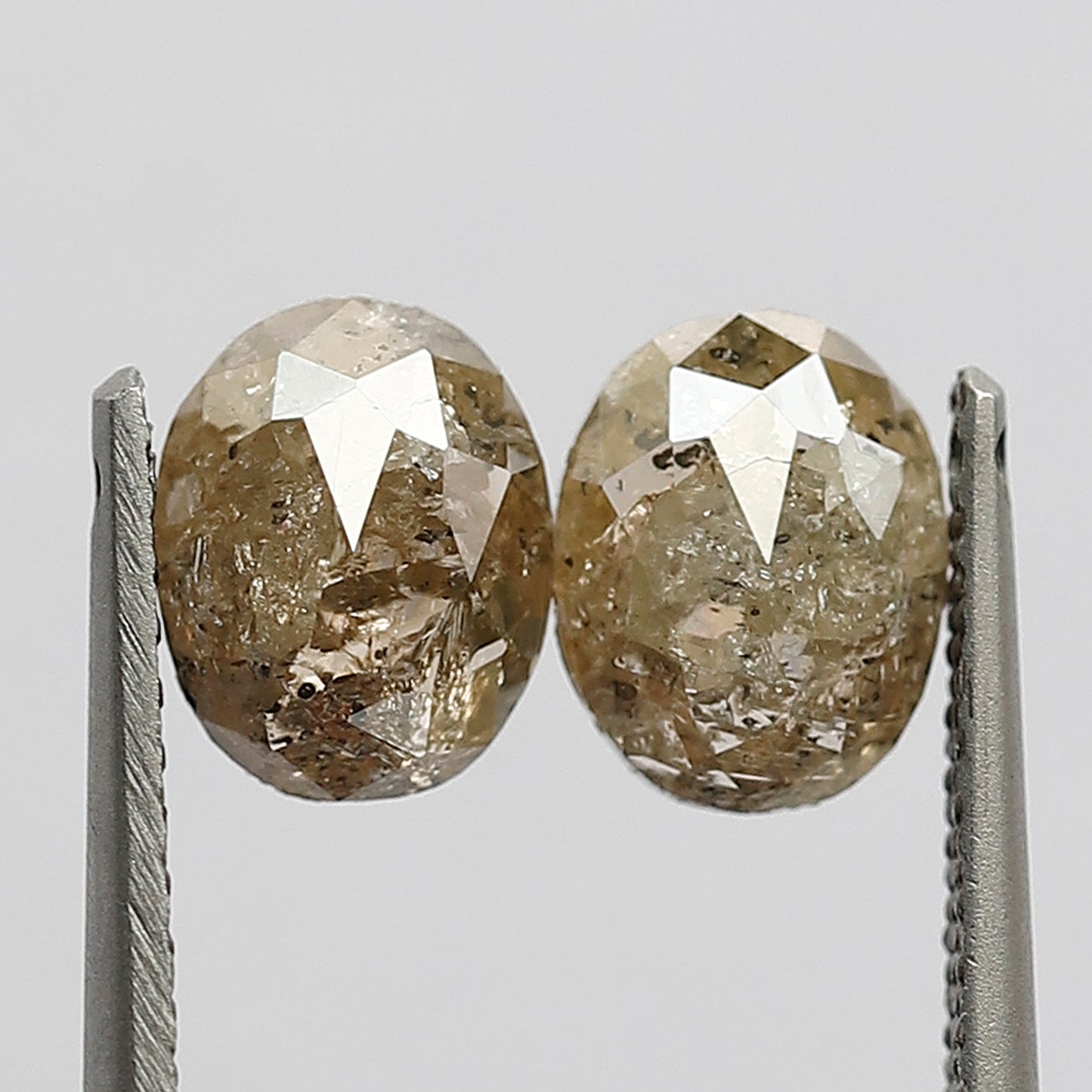 Natural 1.25 Ct Brownish Oval Shape Ethical Diamonds | 6.30 mm Rustic Loose Pair for Jewelry