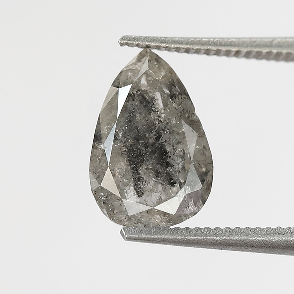 9 MM Natural Grey Black color Salt and Pepper Diamond 1.67 CT pear cut Loose Diamond For Ring