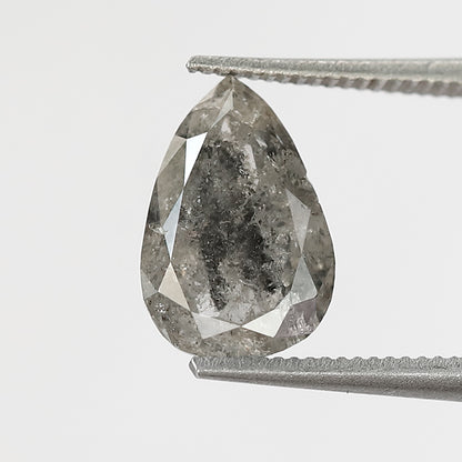 9 MM Natural Grey Black color Salt and Pepper Diamond 1.67 CT pear cut Loose Diamond For Ring