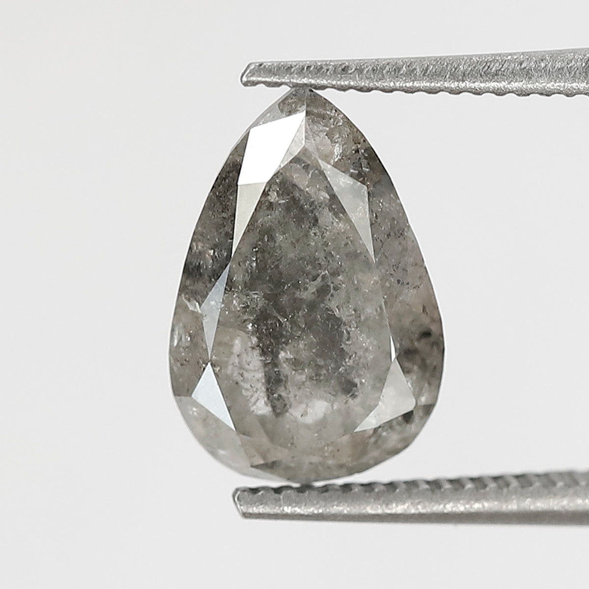 9 MM Natural Grey Black color Salt and Pepper Diamond 1.67 CT pear cut Loose Diamond For Ring