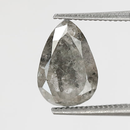 9 MM Natural Grey Black color Salt and Pepper Diamond 1.67 CT pear cut Loose Diamond For Ring