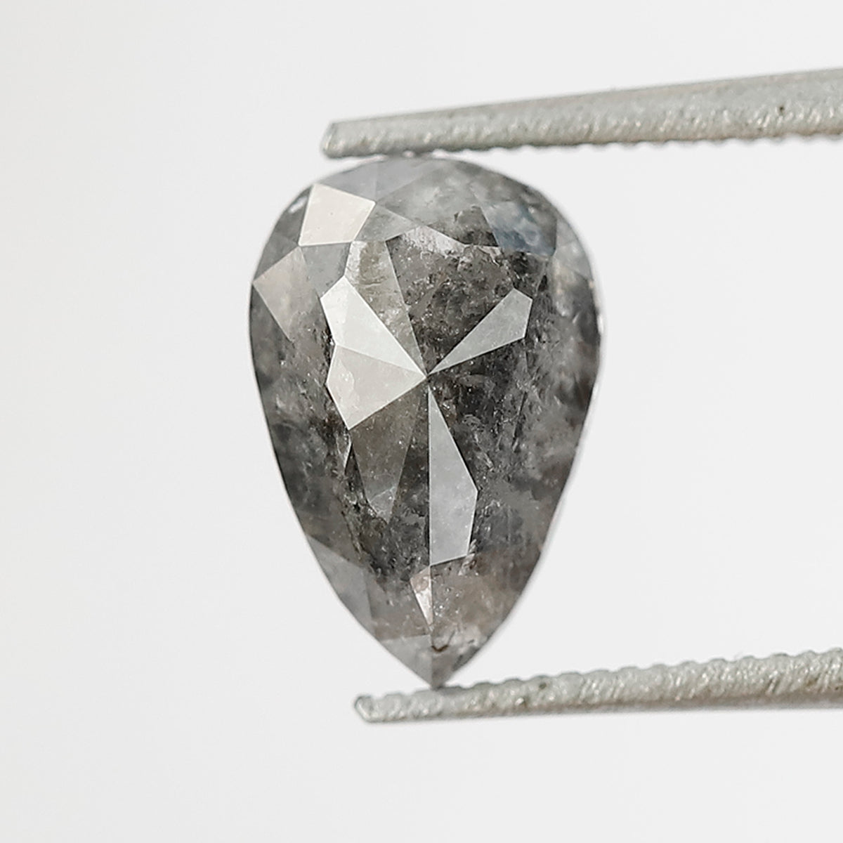9 MM Natural Grey Black color Salt and Pepper Diamond 1.67 CT pear cut Loose Diamond For Ring