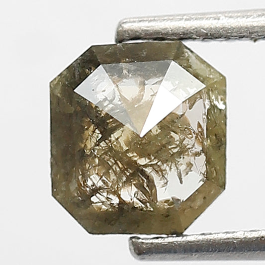 0.85 CT Radiant cut Translucent Diamond, Natural Greenish 6.40 MM Ethical Rustic Diamond