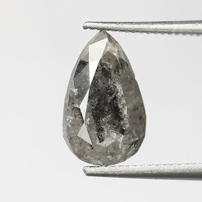 9 MM Natural Grey Black color Salt and Pepper Diamond 1.67 CT pear cut Loose Diamond For Ring