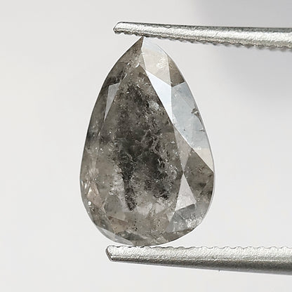 9 MM Natural Grey Black color Salt and Pepper Diamond 1.67 CT pear cut Loose Diamond For Ring