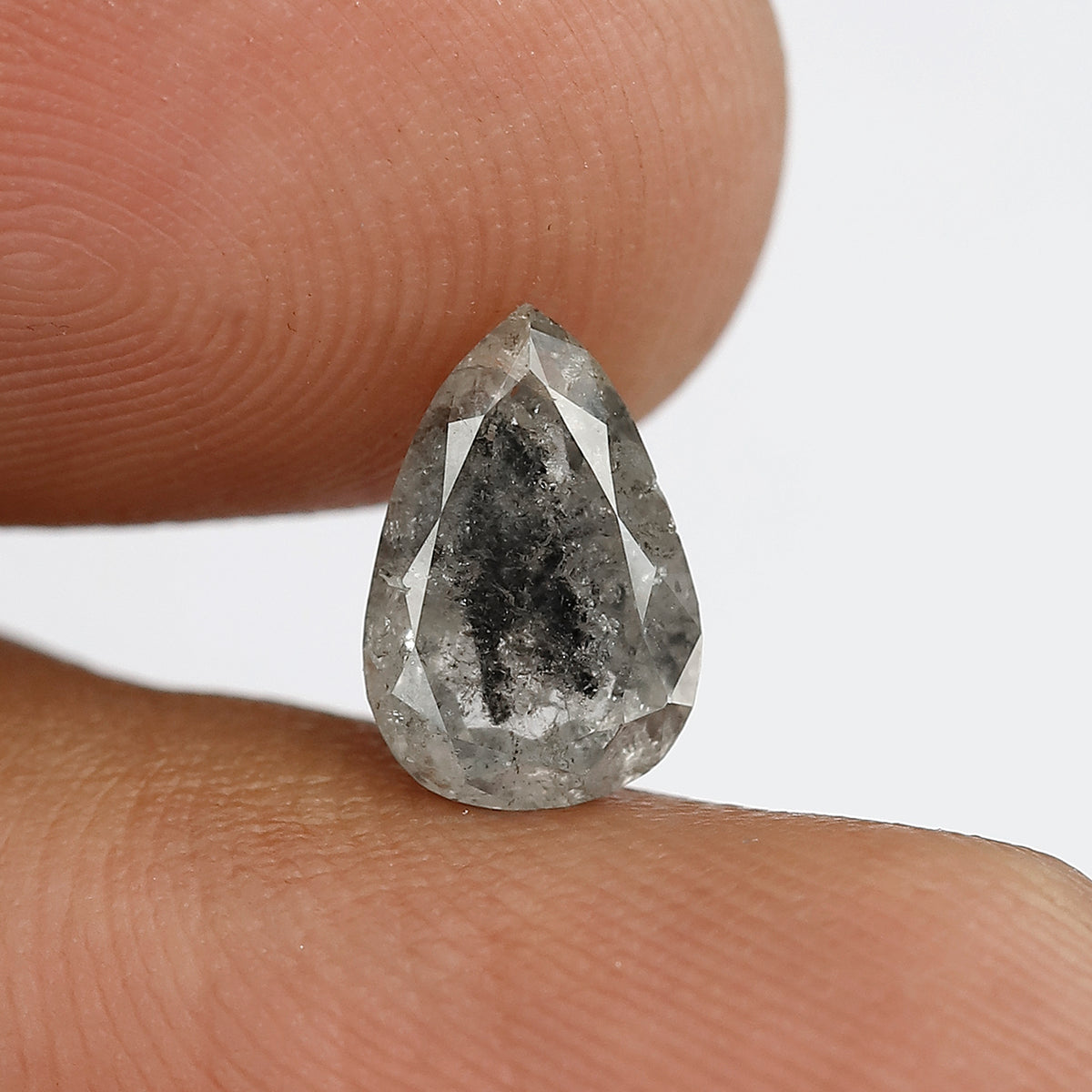 9 MM Natural Grey Black color Salt and Pepper Diamond 1.67 CT pear cut Loose Diamond For Ring