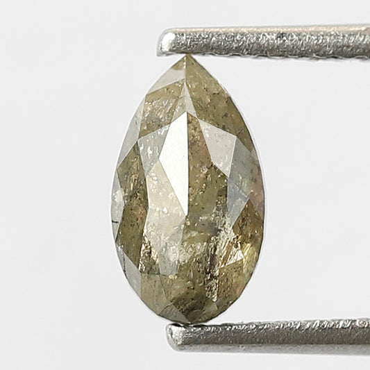 Natural 0.91 Ct Greenish Pear Diamond | 8 mm Rustic Conflict Free Loose Stone for Wedding Ring