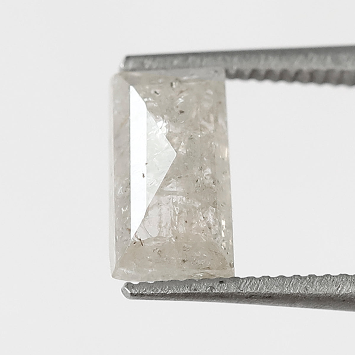 7 MM Natural Misty white color Salt and Pepper Diamond 1.04 CT rectangle shape cut Loose Diamond For Ring