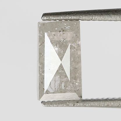 7 MM Natural Misty white color Salt and Pepper Diamond 1.04 CT rectangle shape cut Loose Diamond For Ring