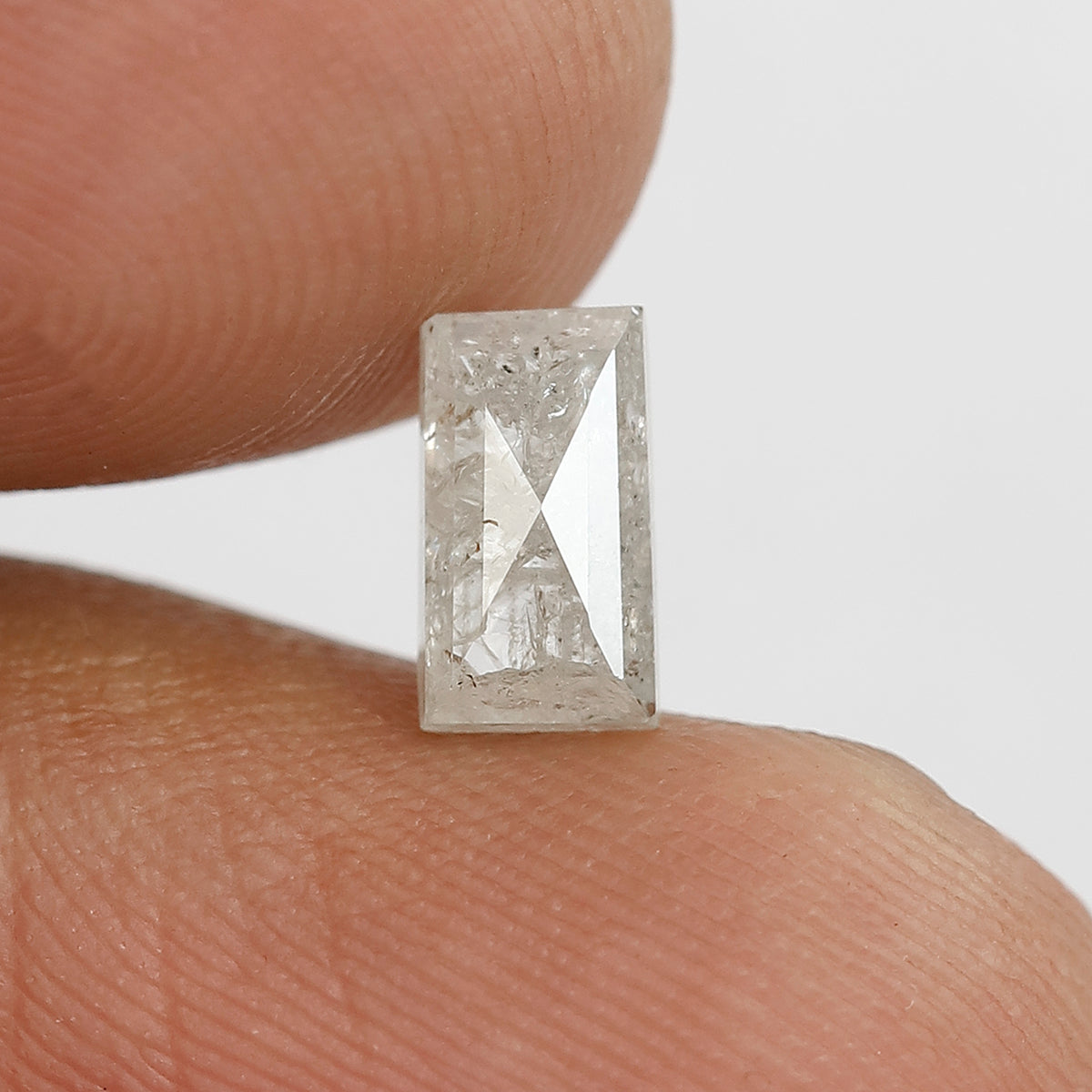 7 MM Natural Misty white color Salt and Pepper Diamond 1.04 CT rectangle shape cut Loose Diamond For Ring