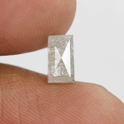 7 MM Natural Misty white color Salt and Pepper Diamond 1.04 CT rectangle shape cut Loose Diamond For Ring