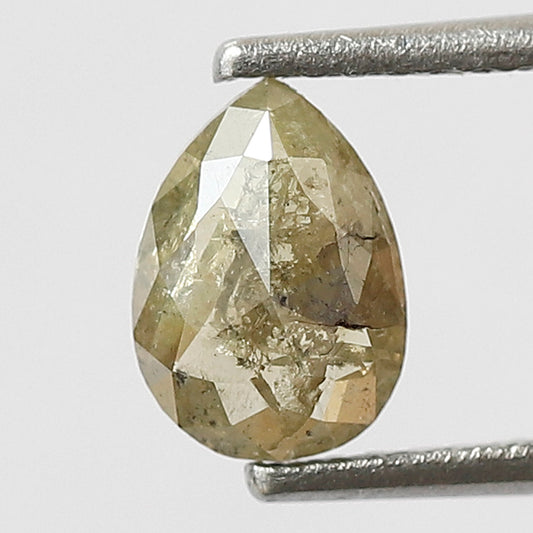 0.64 CT Pear Shape Loose Rustic Diamond, 7.30 MM Natural Greenish Conflict Free Diamond For Pear Diamond Ring