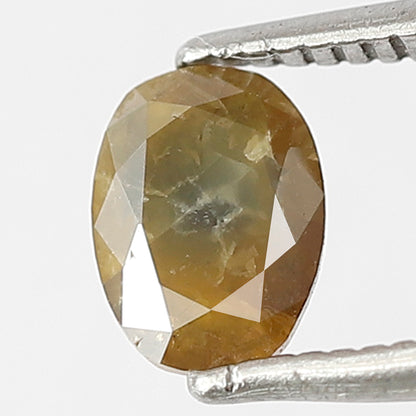 Oval Shape 0.70 CT Natural Loose Diamond, 6.50 MM Greenish Yellow Earth Mined Rustic Diamond