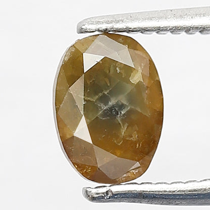 Oval Shape 0.70 CT Natural Loose Diamond, 6.50 MM Greenish Yellow Earth Mined Rustic Diamond