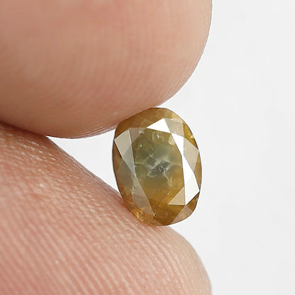 Oval Shape 0.70 CT Natural Loose Diamond, 6.50 MM Greenish Yellow Earth Mined Rustic Diamond